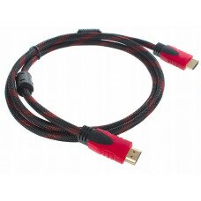 Кабель HDMI to HDMI; 1.5m; (с двумя фильтрами, в оплетке); Black&Red 