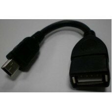 Переходник OTG; mini USB to USB; 10cm; Black; Lux
